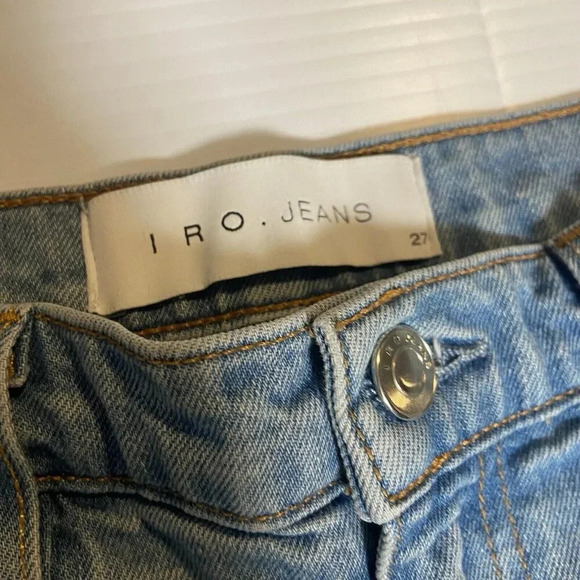 IRO Genn Blue Distressed Silver Detailing Chain Jeans Womens Size 27 ($325) - Picture 15 of 16